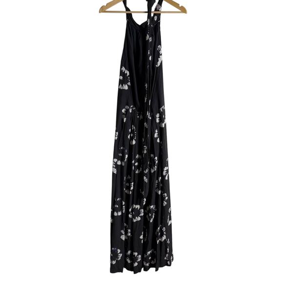 Busayo Collective Hibiscus Floral Print Black Halter Tie Neck Maxi Dress Size XS - Picture 12 of 13